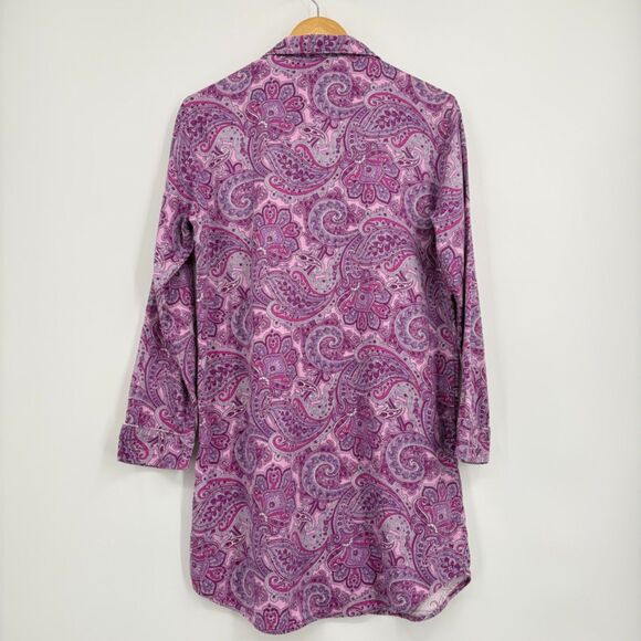 Lauren Ralph Lauren Black Label Sleep Shirt Gown, Sz Small, Paisley Button Down - Picture 2 of 9